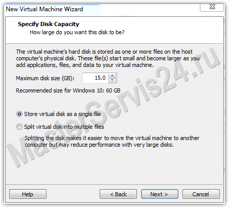 Store virtual disk as a single file