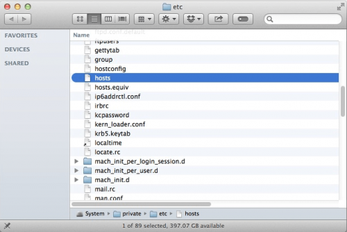 Файл hosts на Mac OS X