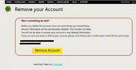 Как удалить аккаунт icq