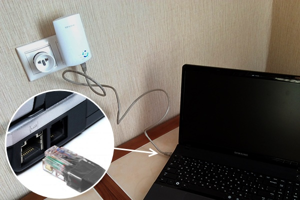 Проводное подключение усилителя сигнала Wi-Fi к ноутбуку